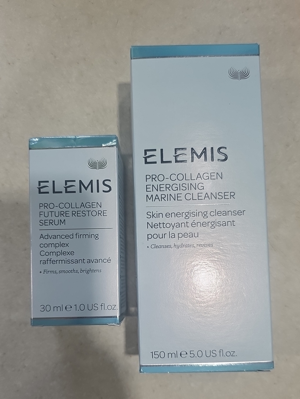 ELEMIS Pro-Collagen Marine Cleanser & Serum – Light Blue packaging